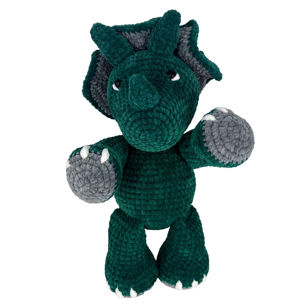 Dinosaur Triceratops, Cute Crochet Dinosaur Plushie, Dino Amigurumi - Image 8
