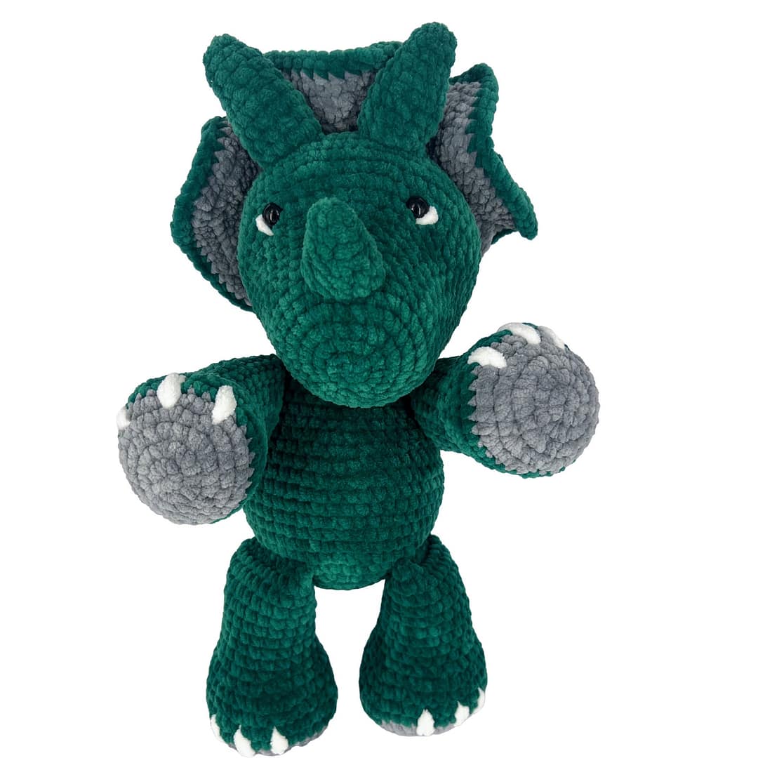 Dinosaur Triceratops, Cute Crochet Dinosaur Plushie, Dino Amigurumi
