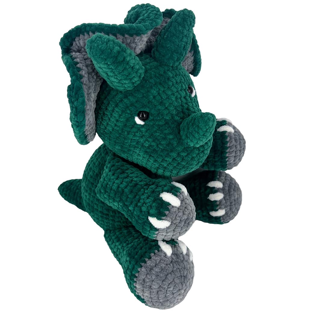 Dinosaur Triceratops, Cute Crochet Dinosaur Plushie, Dino Amigurumi - Image 3