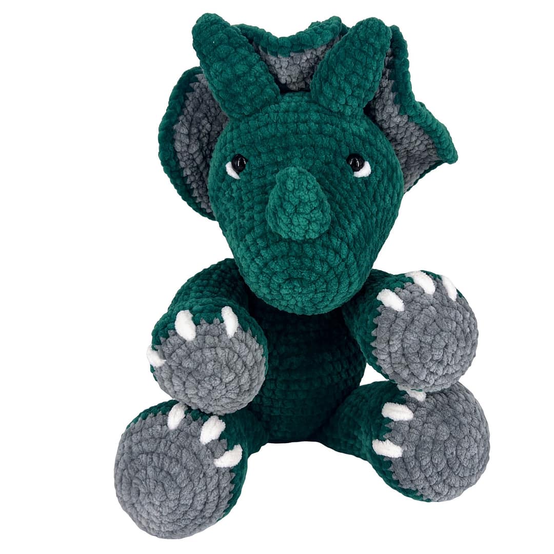Dinosaur Triceratops, Cute Crochet Dinosaur Plushie, Dino Amigurumi - Image 6