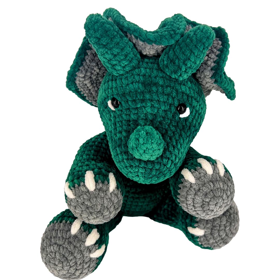 Dinosaur Triceratops, Cute Crochet Dinosaur Plushie, Dino Amigurumi - Image 2