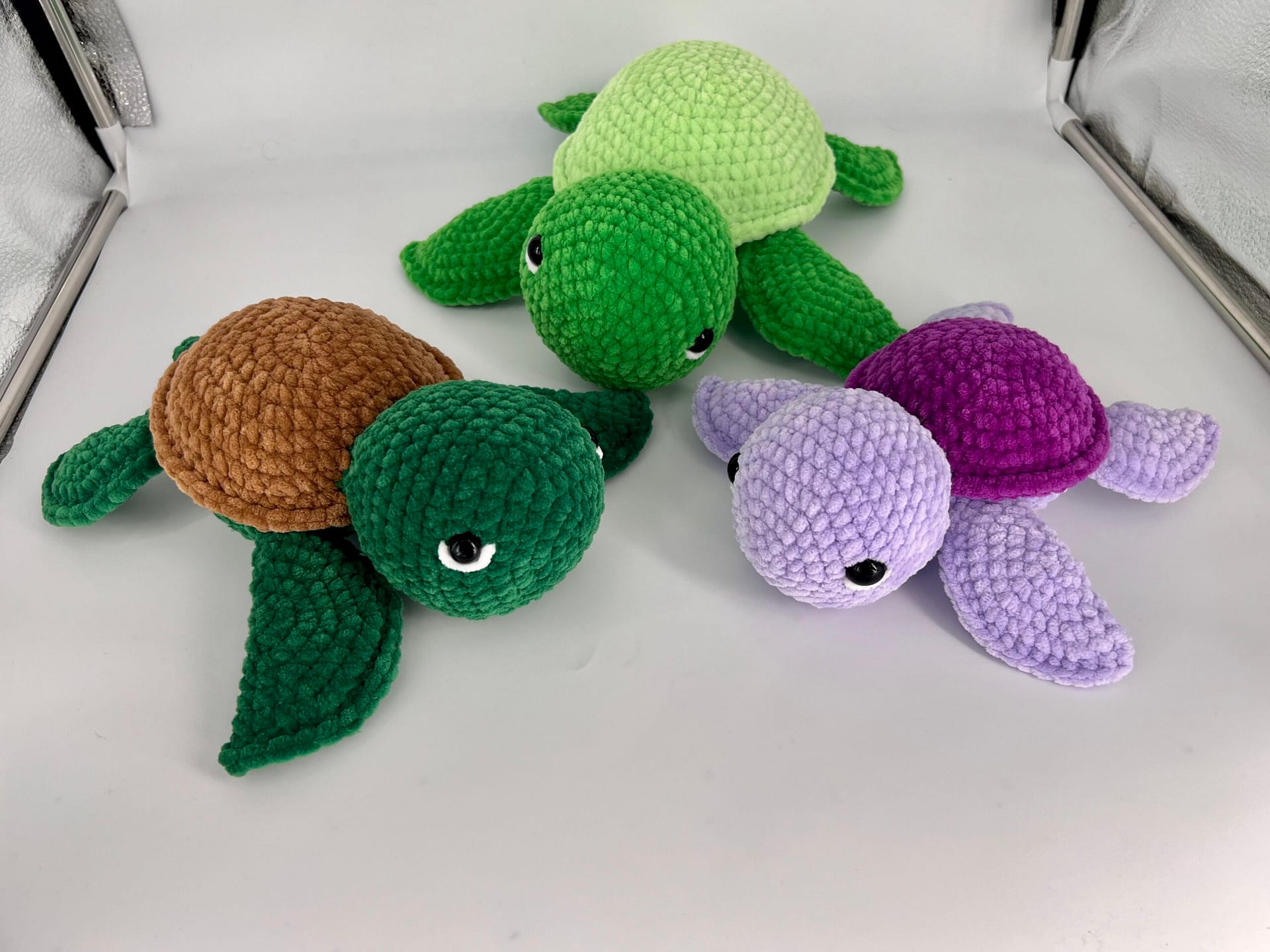 Turtle crochet plush - 9.5 in/24cm - soft yarn amigurumi